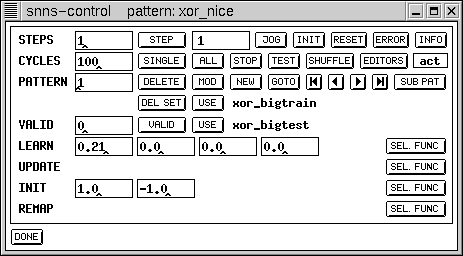 Control Window Setup for Training